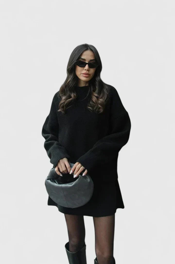 Crew Neck Oversized Sweater and Mini Skirt Two Piece Set 2