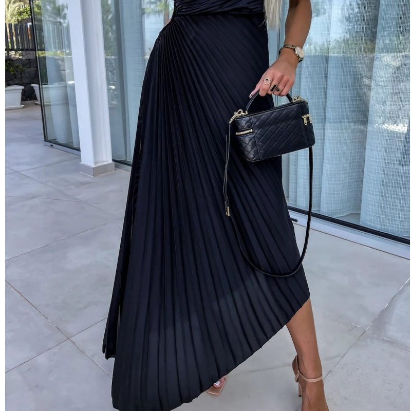 Antonia One Shoulder Pleated Maxi Dress - View 10