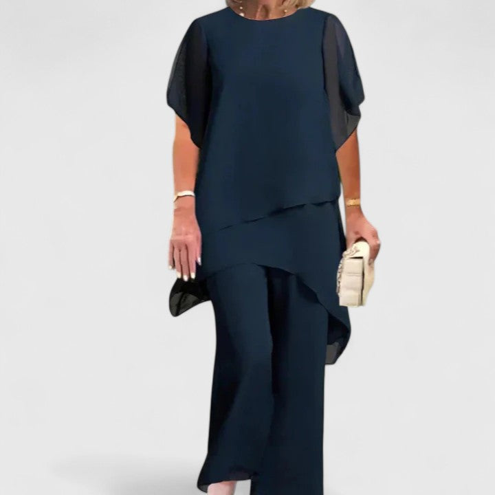Short Sleeve Top and Wide Leg Pants Two Piece Set 2