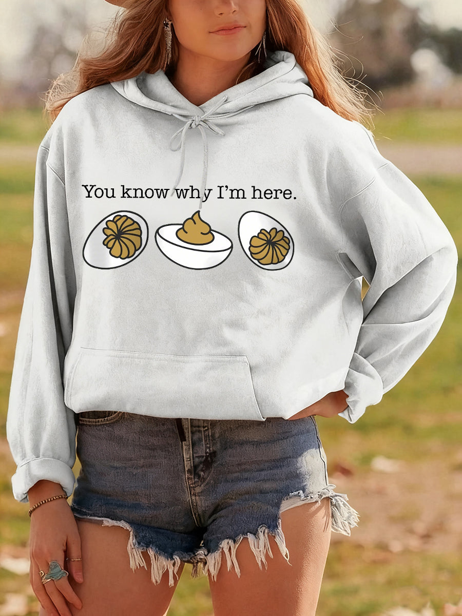 Deviled Egg Print Drawstring Hoodie 4