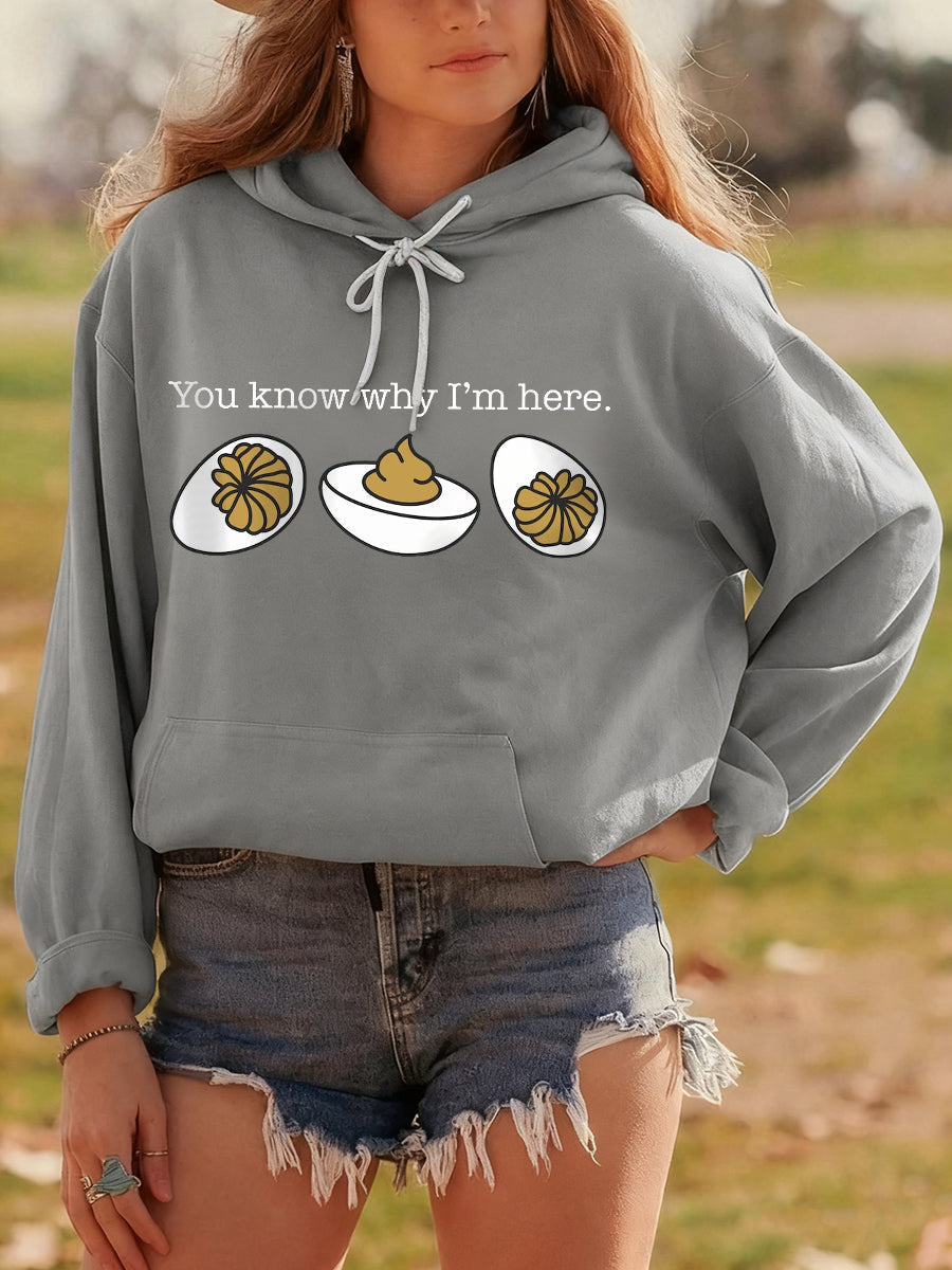 Deviled Egg Print Drawstring Hoodie 5