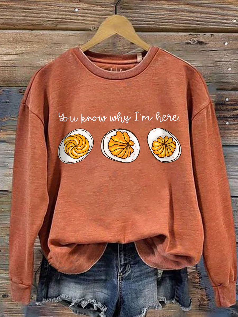 Crew Neck Pie Graphic Sweatshirt