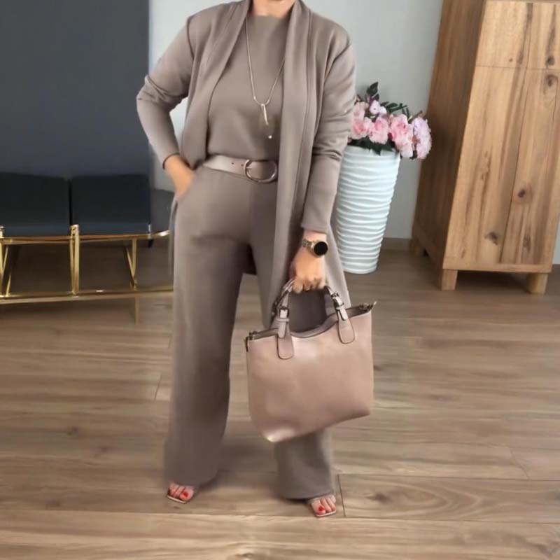 Longline Open Blazer Top and Pants Three Piece Set 4