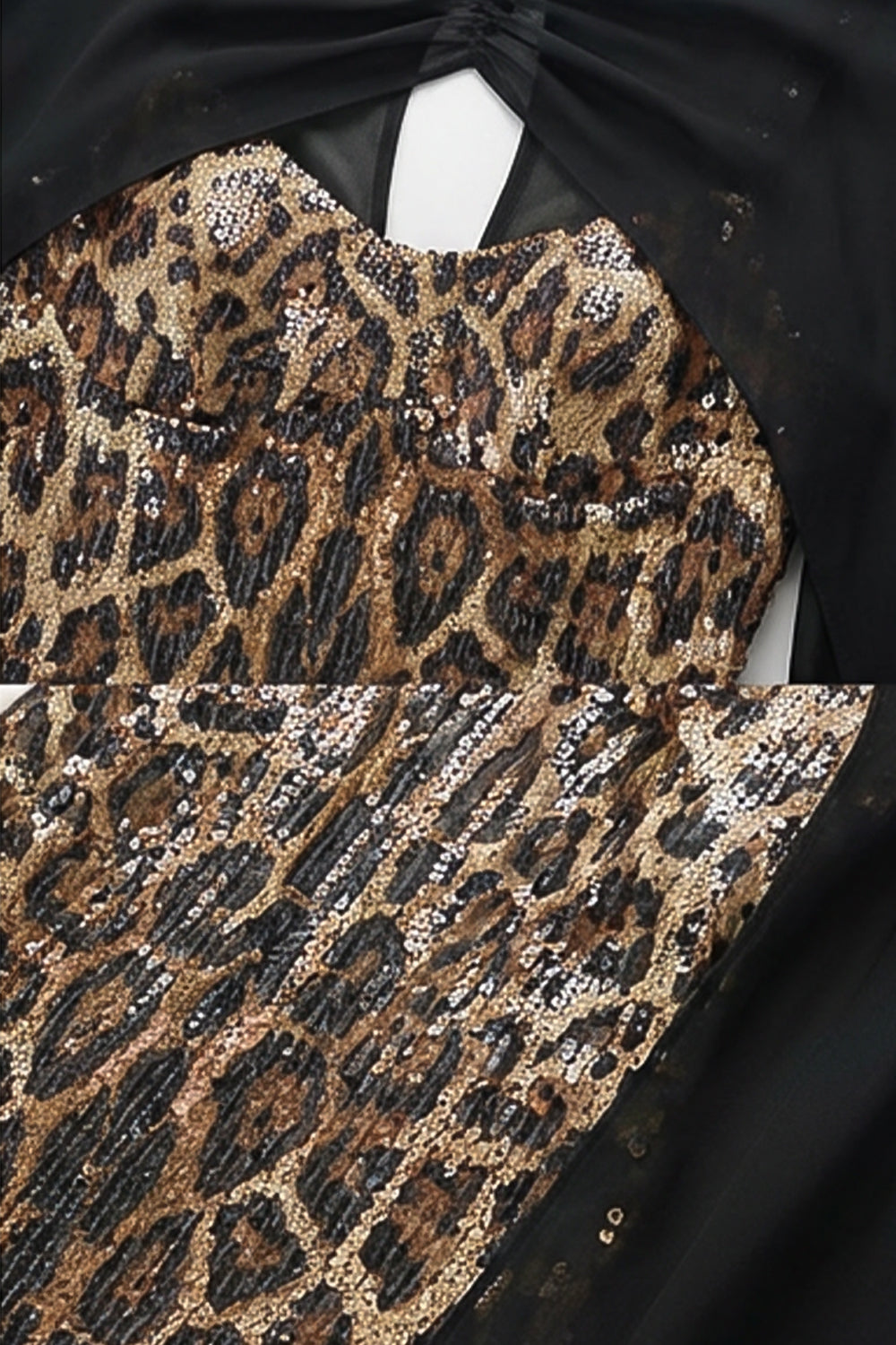 Sequin Maxi Dress with Sheer Cape Overlay – Leopard & Black - View 6