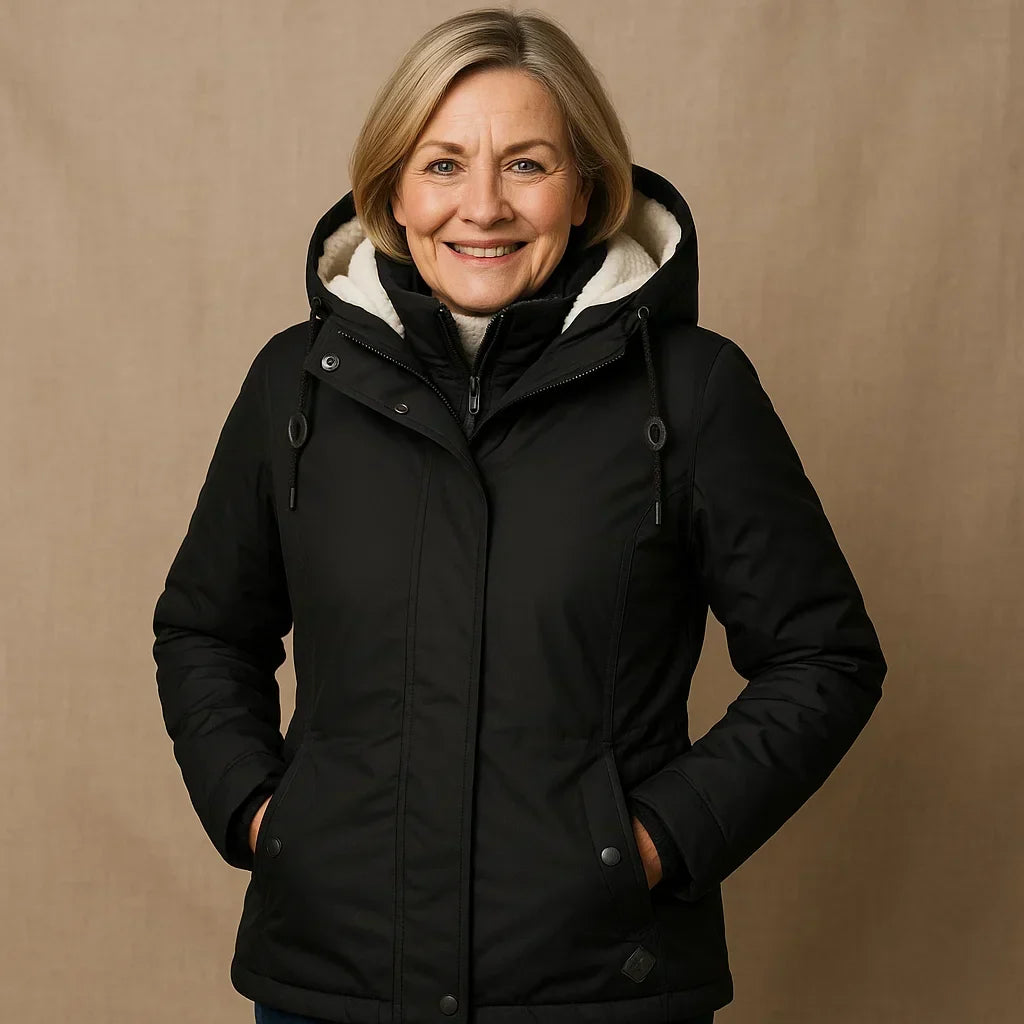 Hooded Sherpa Lined Zip Front Padded Jacket 3