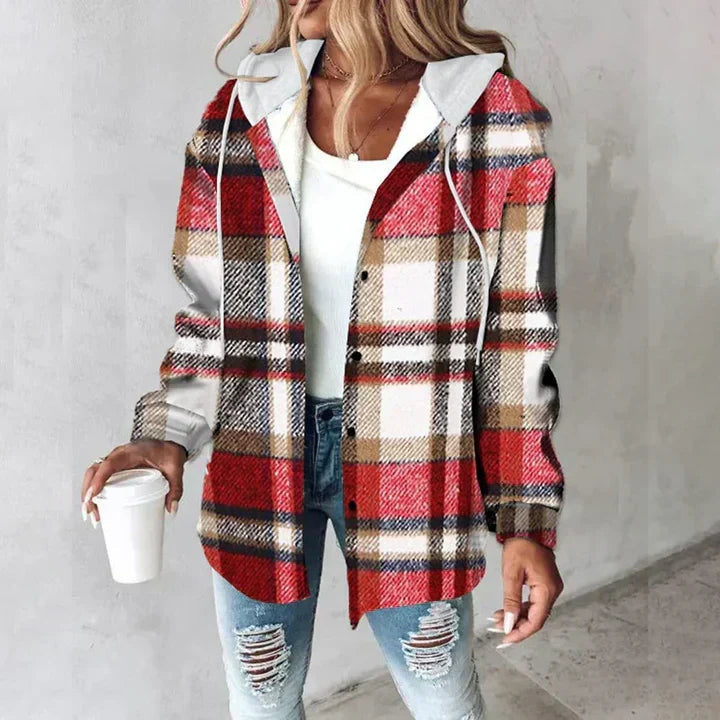 Plaid Hooded Button Front Shacket 2