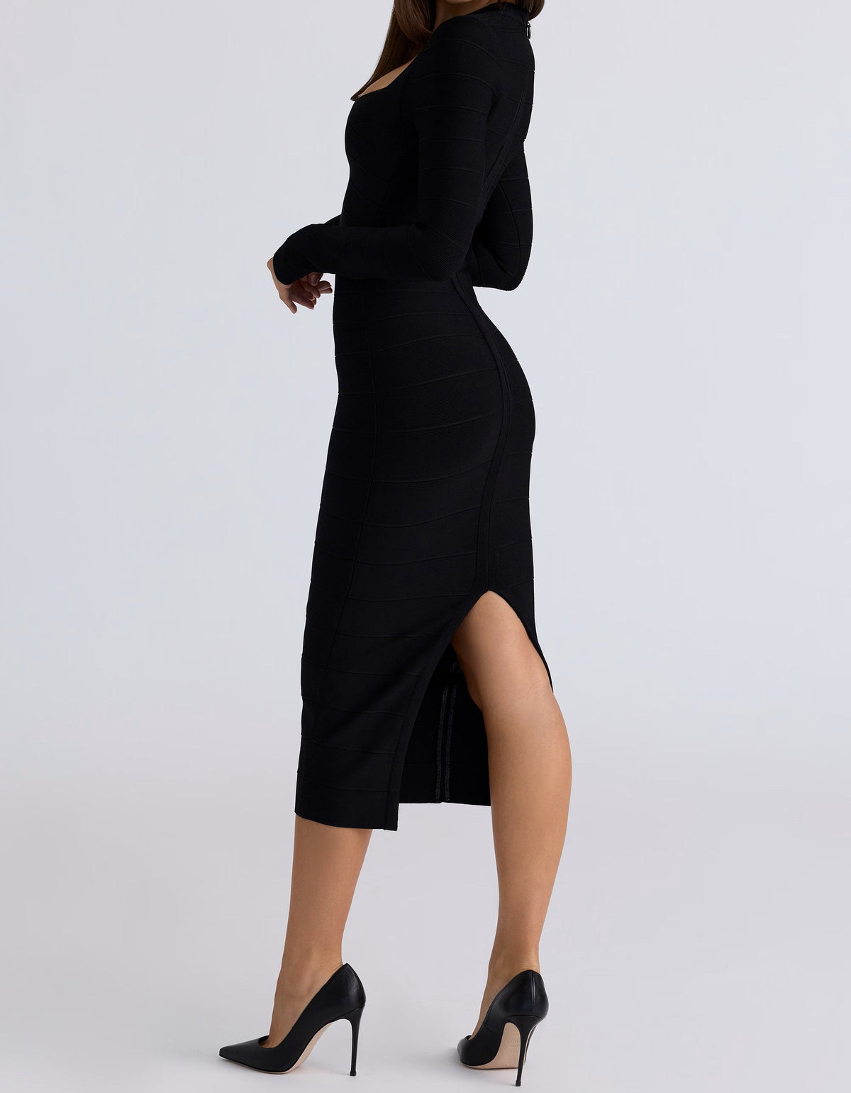 Long Sleeve Bandage Midi Dress - View 3