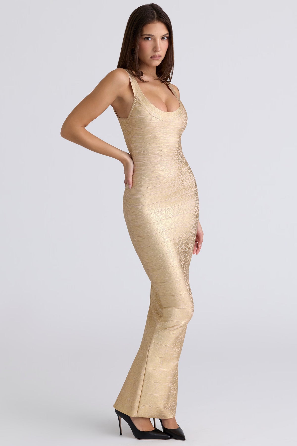 Sleeveless Scoop Neck Bandage Mermaid Bodycon Maxi Gown - View 6
