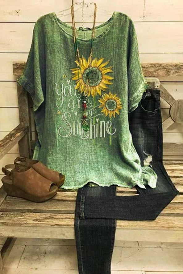 Sunflower Graphic Print Round Neck Short Sleeve Top 3