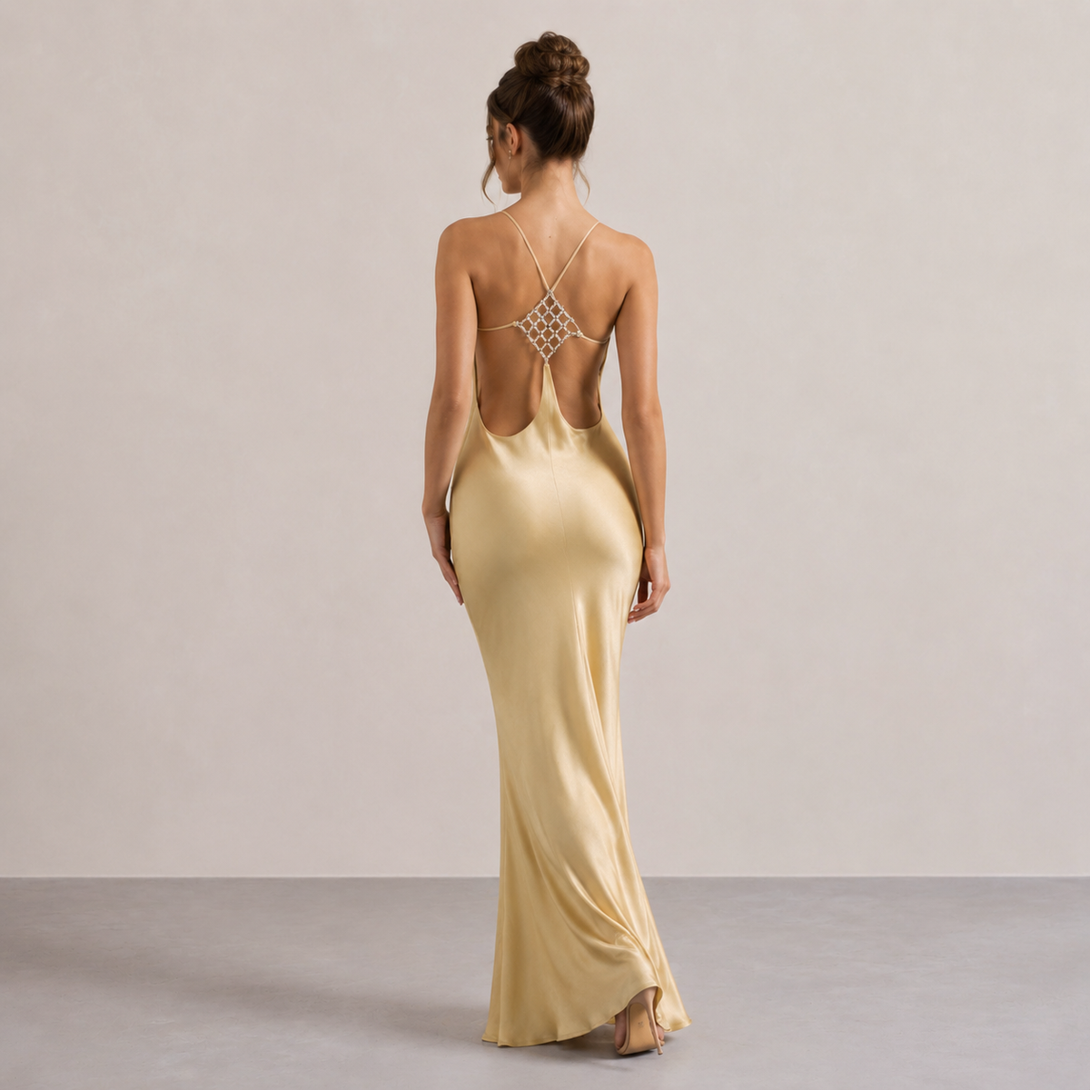Satin Cowl Neck Spaghetti Strap Backless Maxi Dress 9