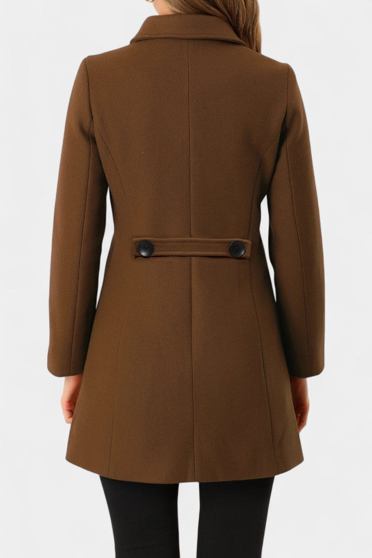 Button Front Collared Fit and Flare Coat 7
