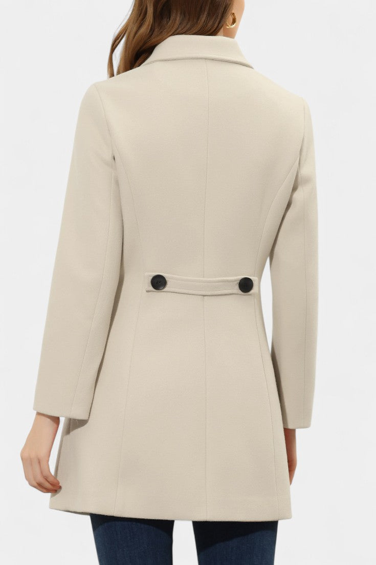 Button Front Collared Fit and Flare Coat 4