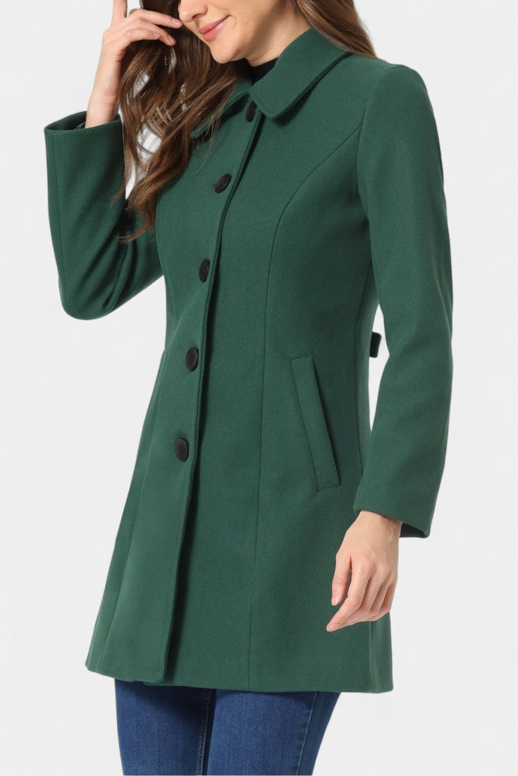 Button Front Collared Fit and Flare Coat 2