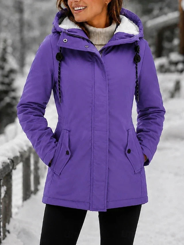 Hooded Sherpa Lined Zip Front Padded Parka Jacket 5