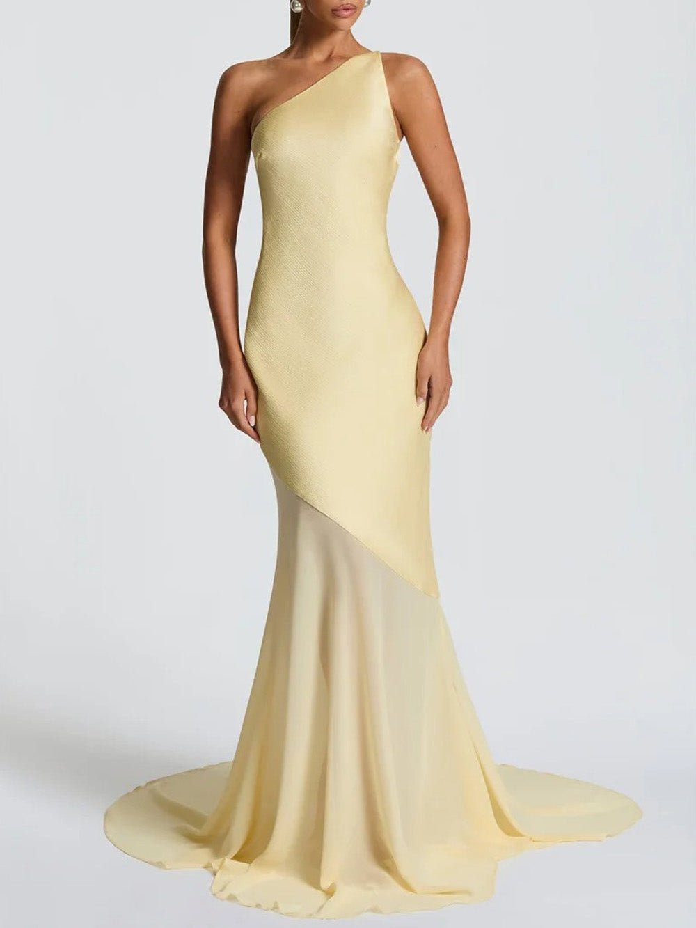 One Shoulder Asymmetric Mermaid Gown