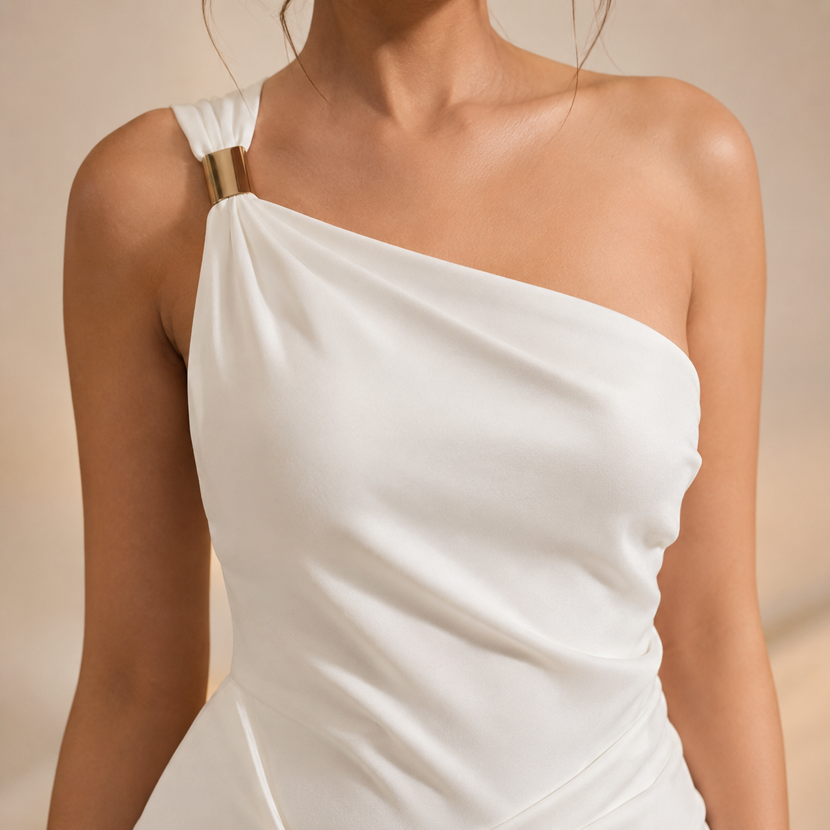 One Shoulder Ruched Ring Detail Bodycon Mini Dress 5