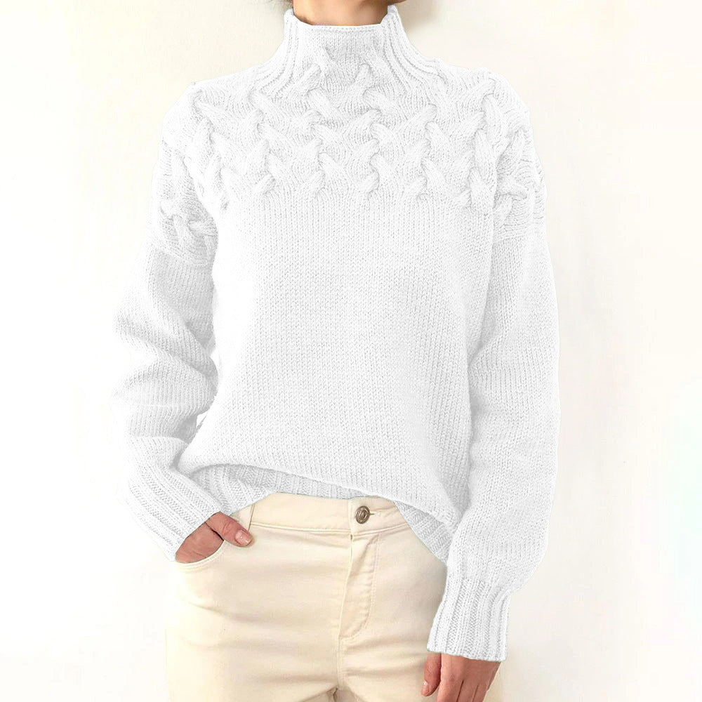 Cable Knit Turtleneck Long Sleeve Sweater 10
