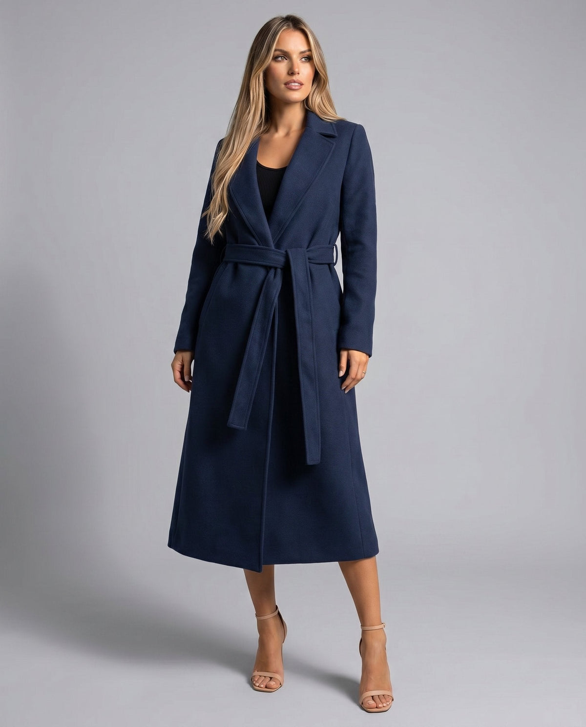 Belted Lapel Longline Wrap Coat 4