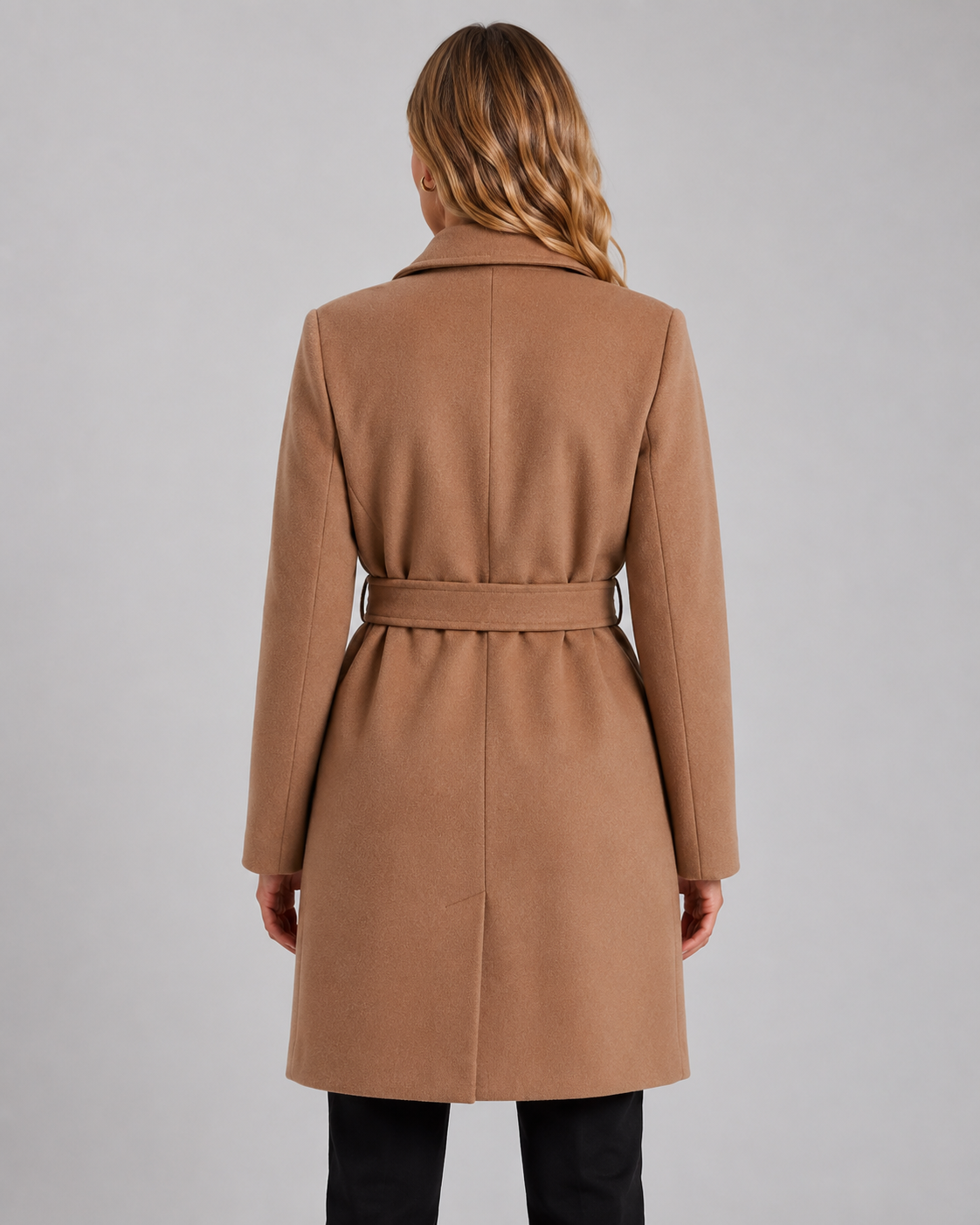 Notch Lapel Belted Wrap Coat 2