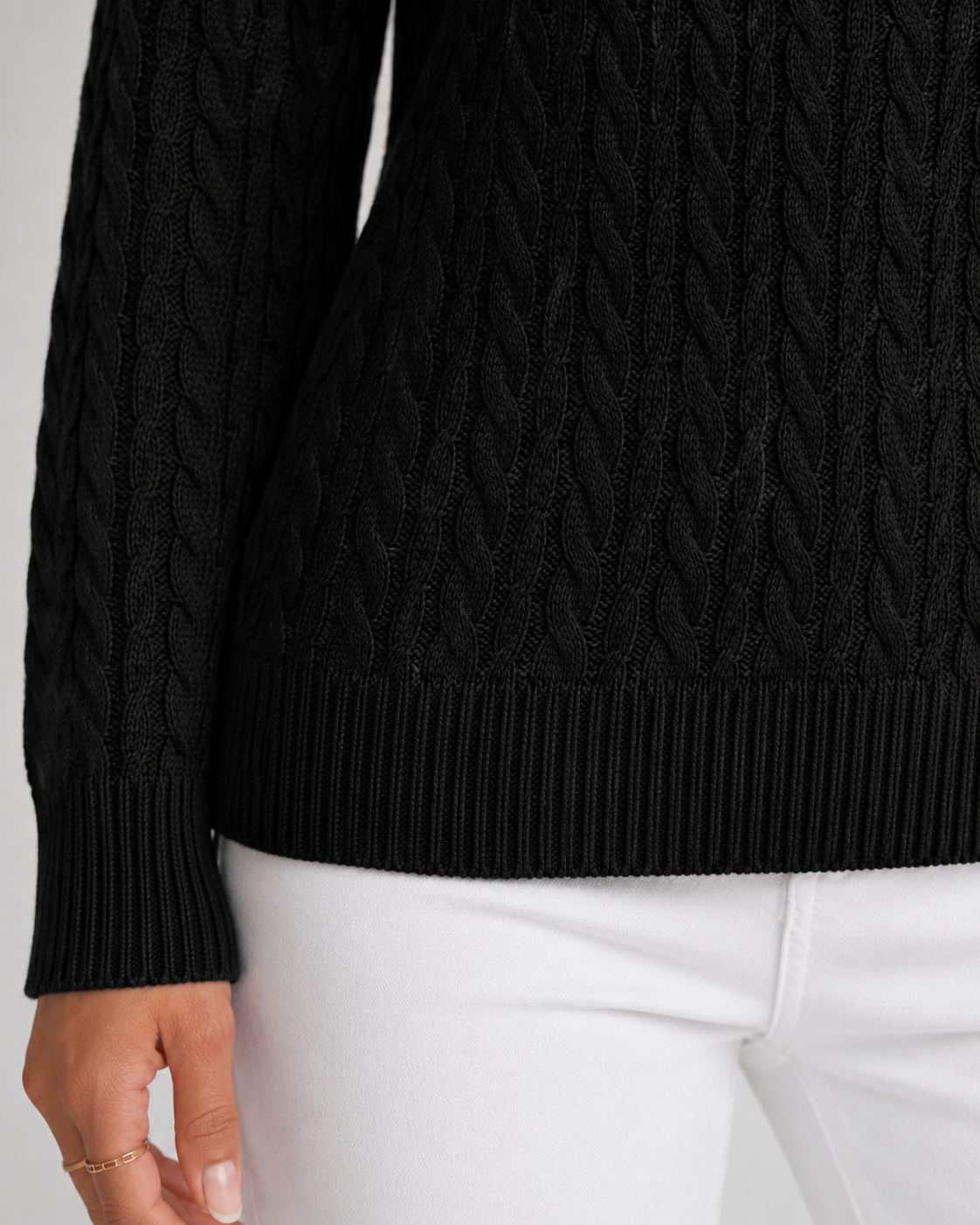 Cable Knit Crew Neck Long Sleeve Sweater 4