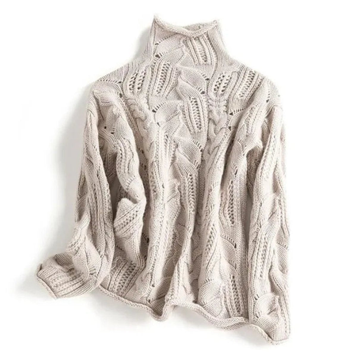 Turtleneck Chunky Cable Knit Pullover Sweater 3