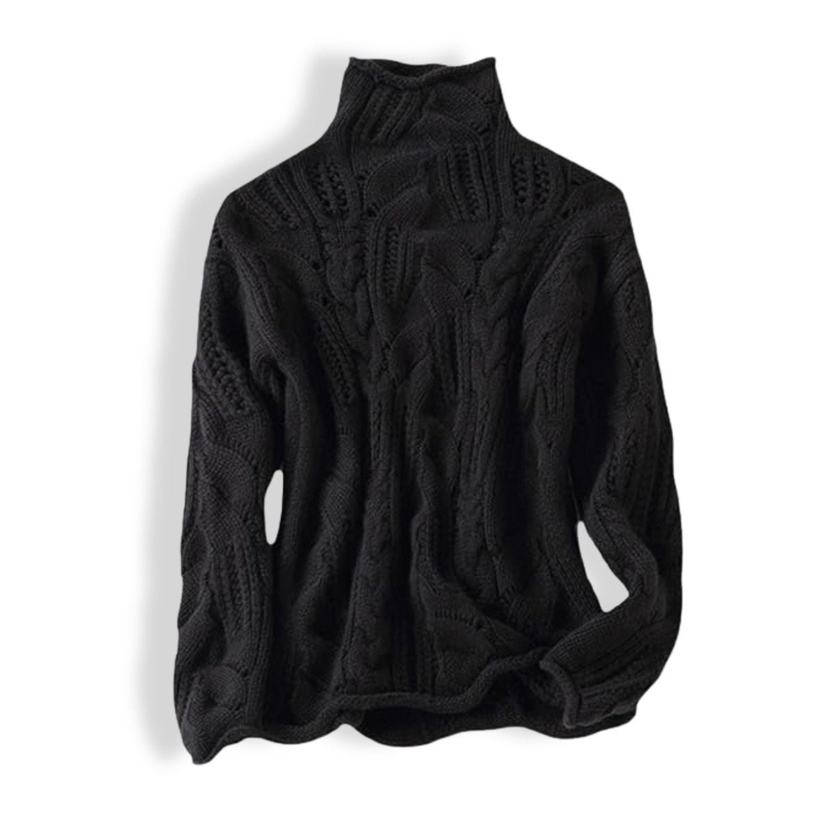 Turtleneck Chunky Cable Knit Pullover Sweater 4
