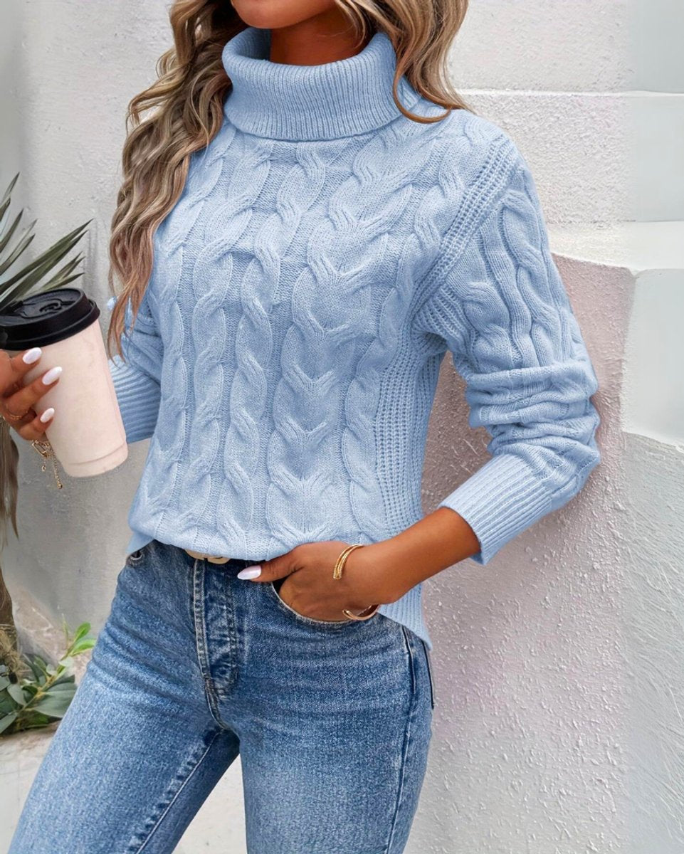 Turtleneck Cable Knit Cropped Sweater 5