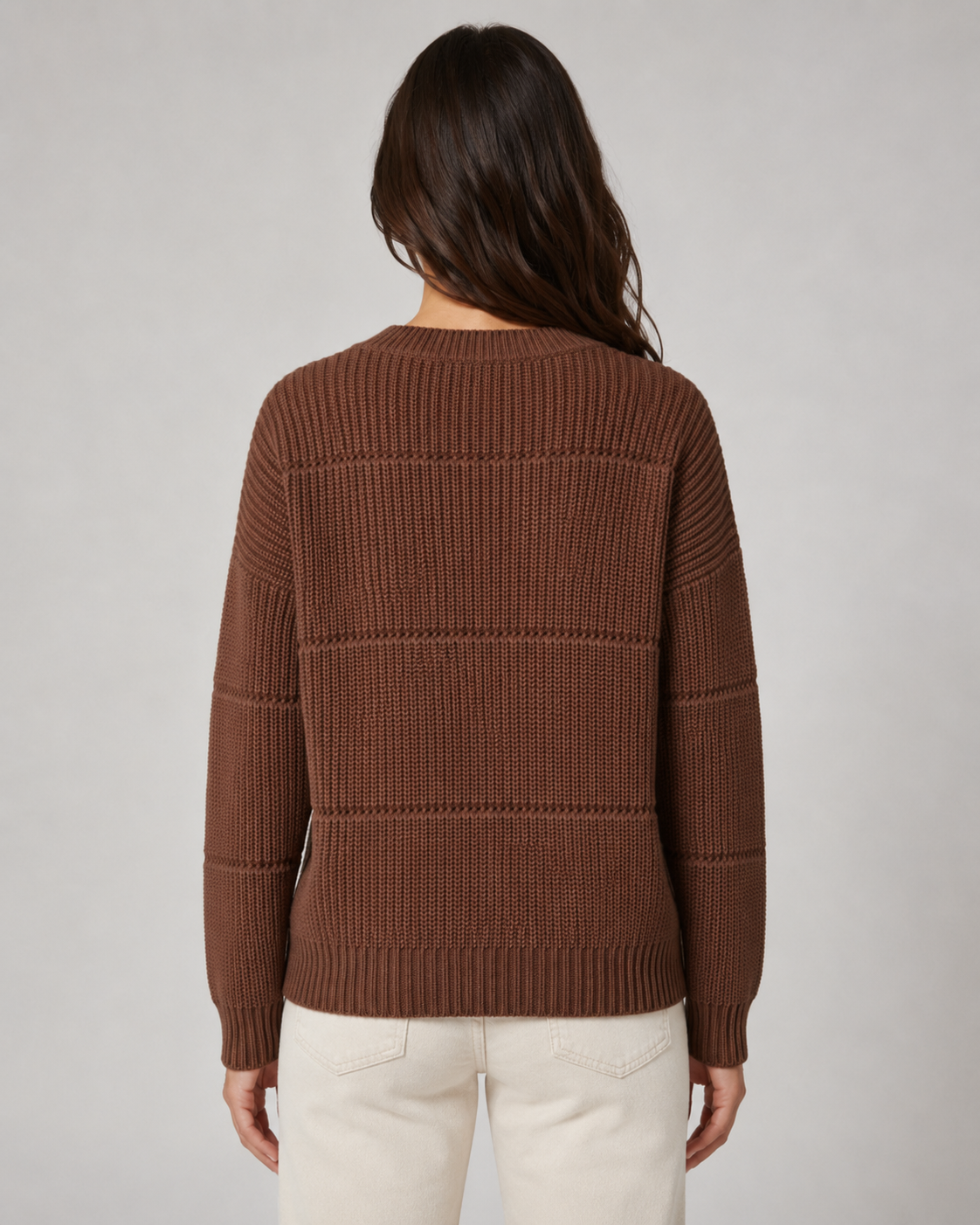 Chunky Ribbed Knit Crew Neck Drop Shoulder Sweater 2