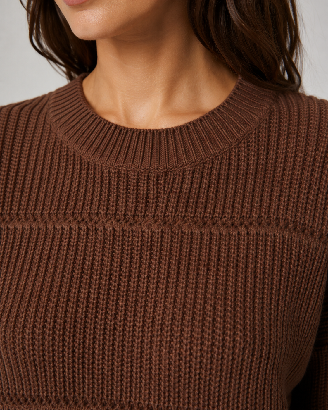 Chunky Ribbed Knit Crew Neck Drop Shoulder Sweater 5