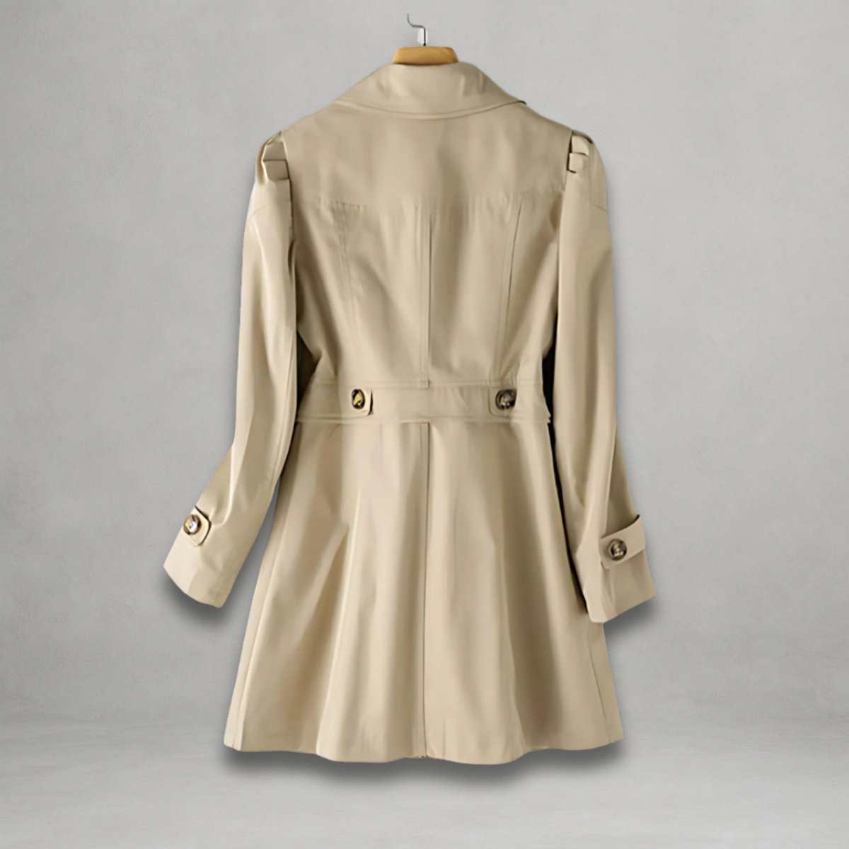 Single Breasted Notch Lapel Mid Length Trench Coat 2