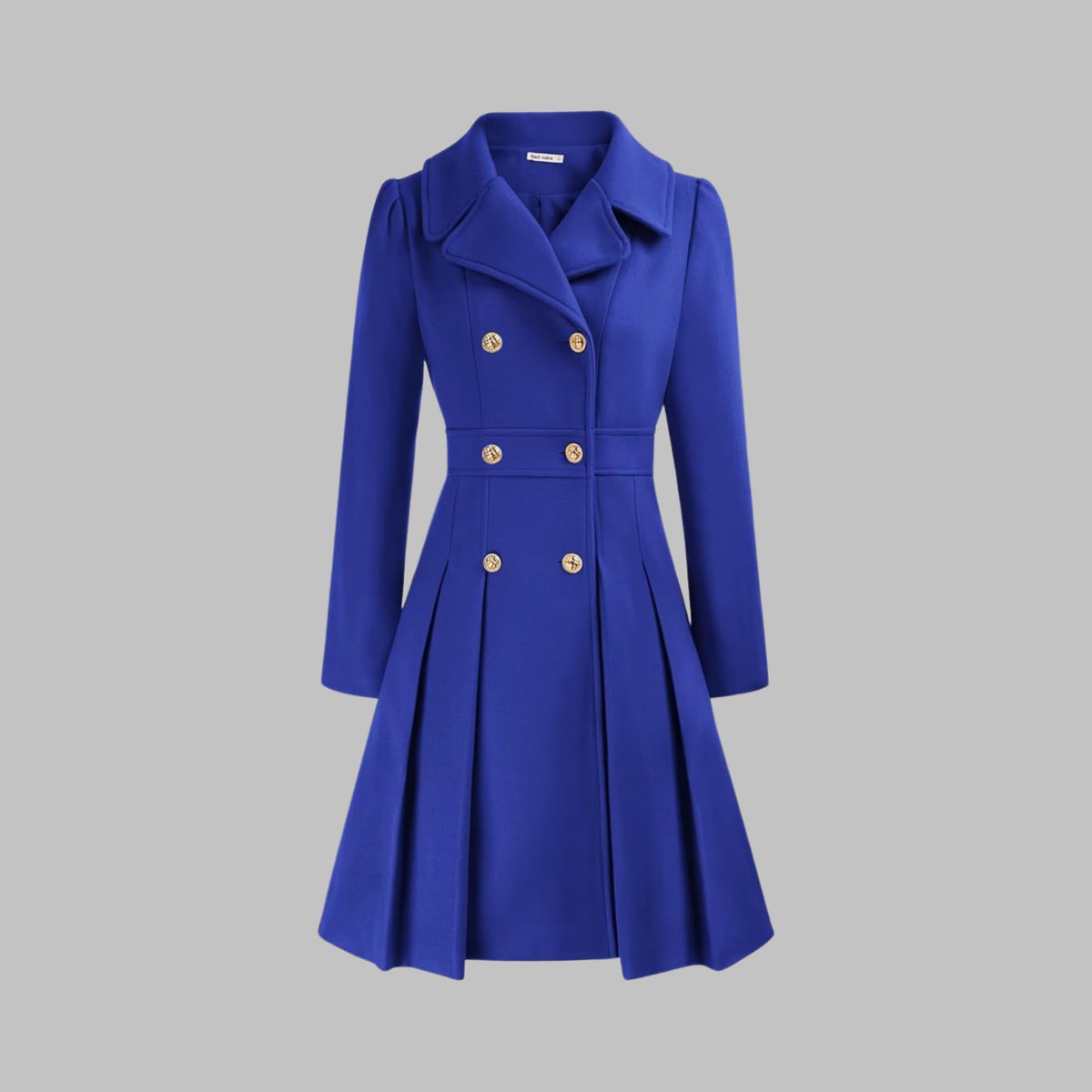 Double Breasted Notched Lapel Pleated A-Line Overcoat 18