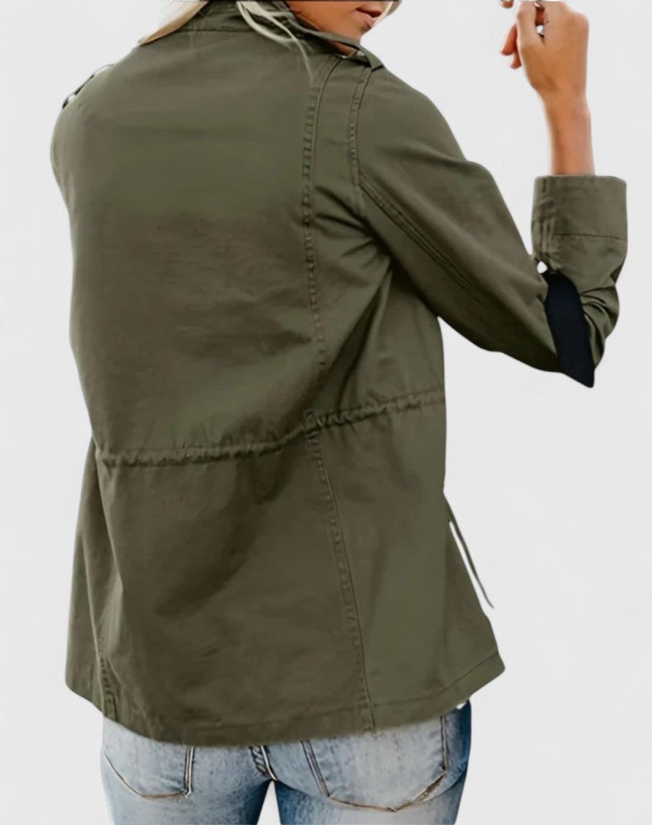 Stand Collar Snap Pocket Zip Front Utility Jacket 5
