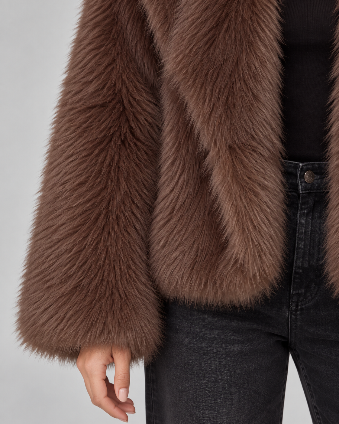 Faux Fur Shawl Collar Cropped Jacket 2