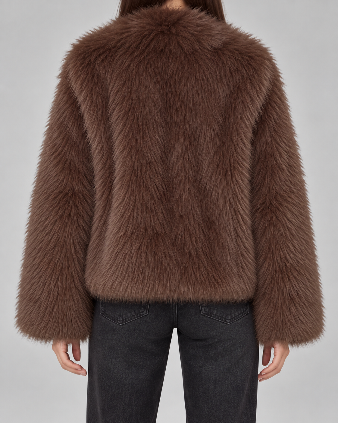 Faux Fur Shawl Collar Cropped Jacket 5