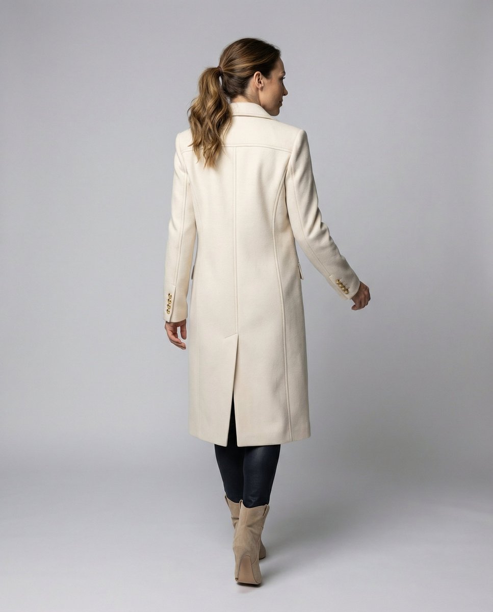 Double Breasted Peak Lapel Longline Coat 2