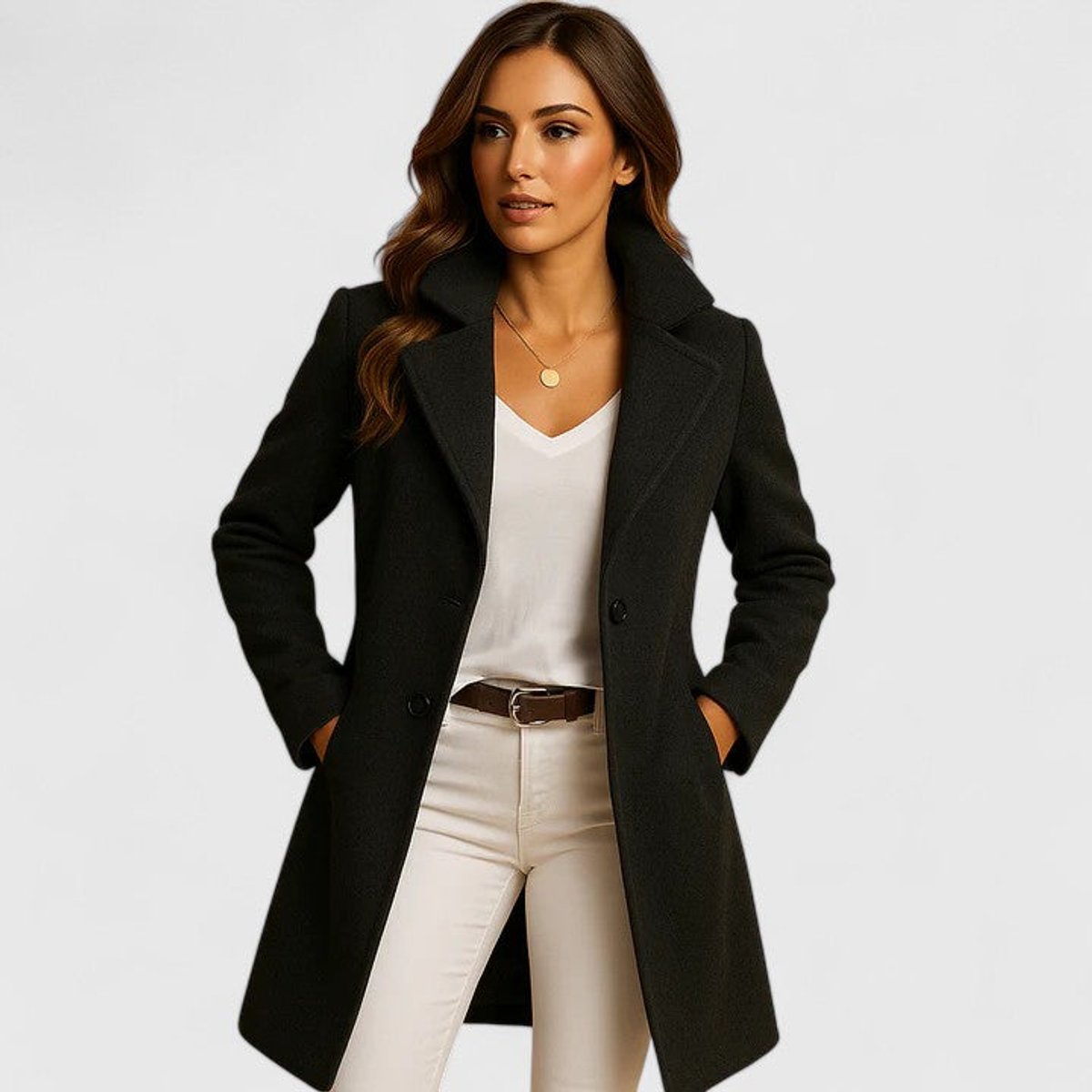 Notch Lapel Double Breasted Longline Coat 2