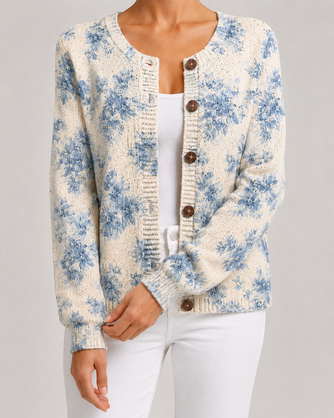 Wildflower Floral Print Button Front Knit Cardigan 6