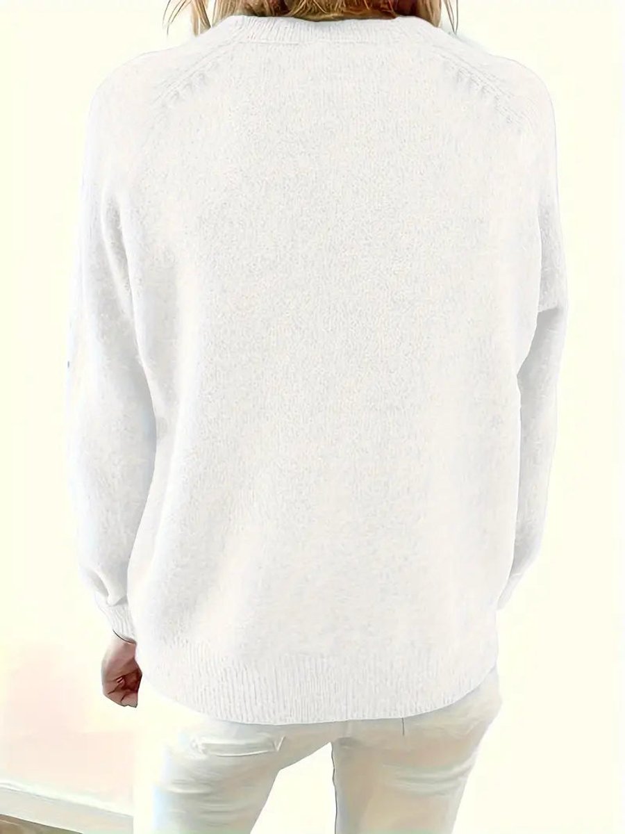Half Button V-Neck Long Sleeve Knit Sweater 8