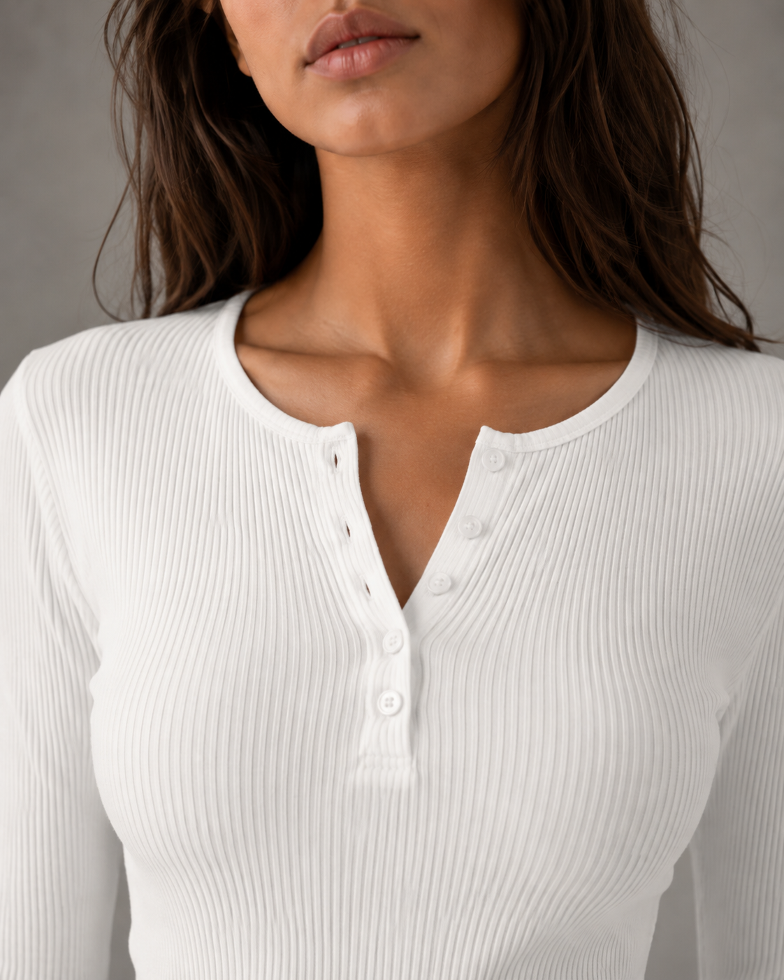 Ribbed Long Sleeve Button Henley Top 5