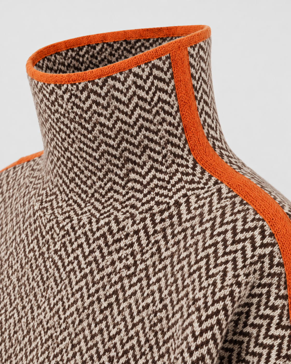 Herringbone Turtleneck Long Sleeve Side Stripe Sweater 7