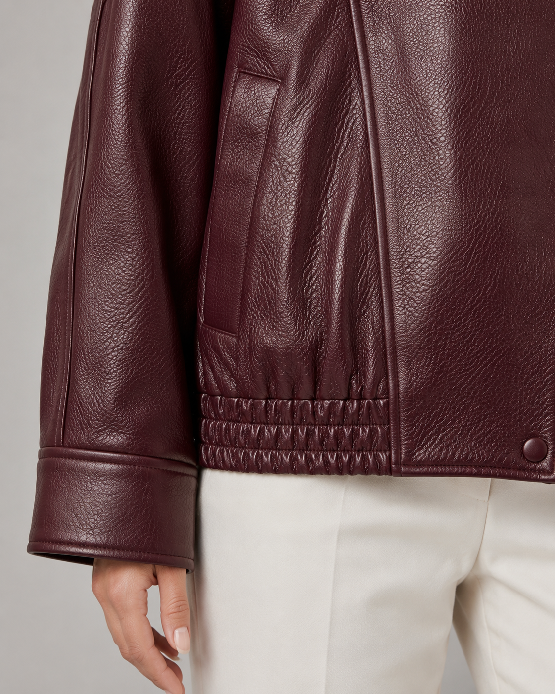 High Neck Zip Front Faux Leather Oversized Jacket 5