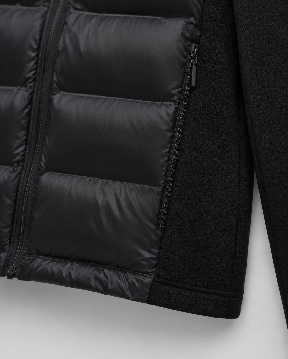 Hooded Zip Front Quilted Panel Hybrid Puffer Jacket 5