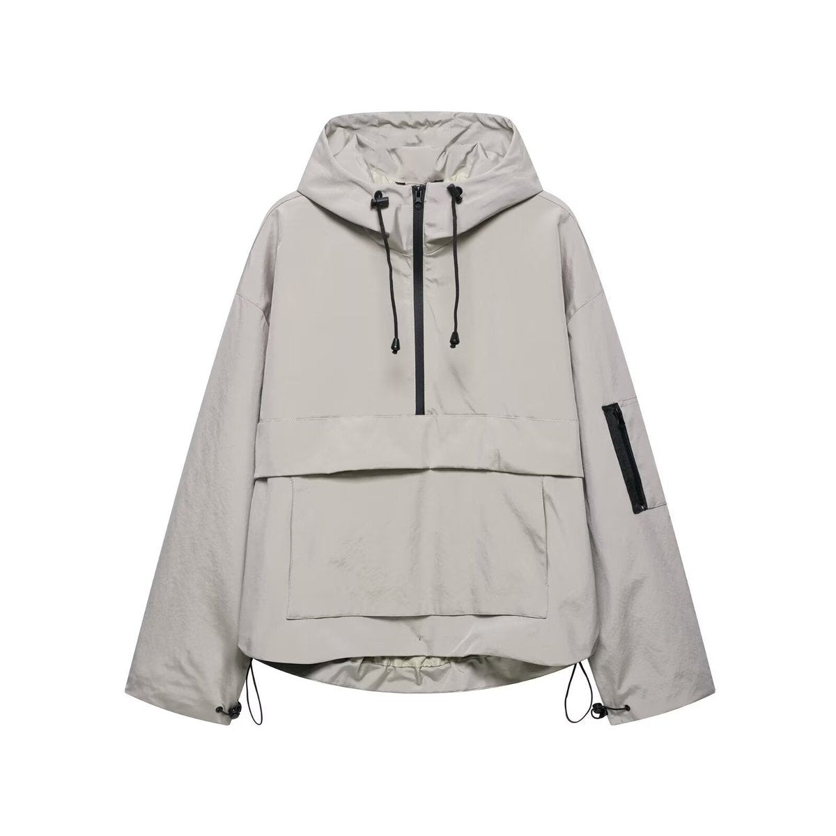 Hooded Half Zip Kangaroo Pocket Anorak Jacket 3
