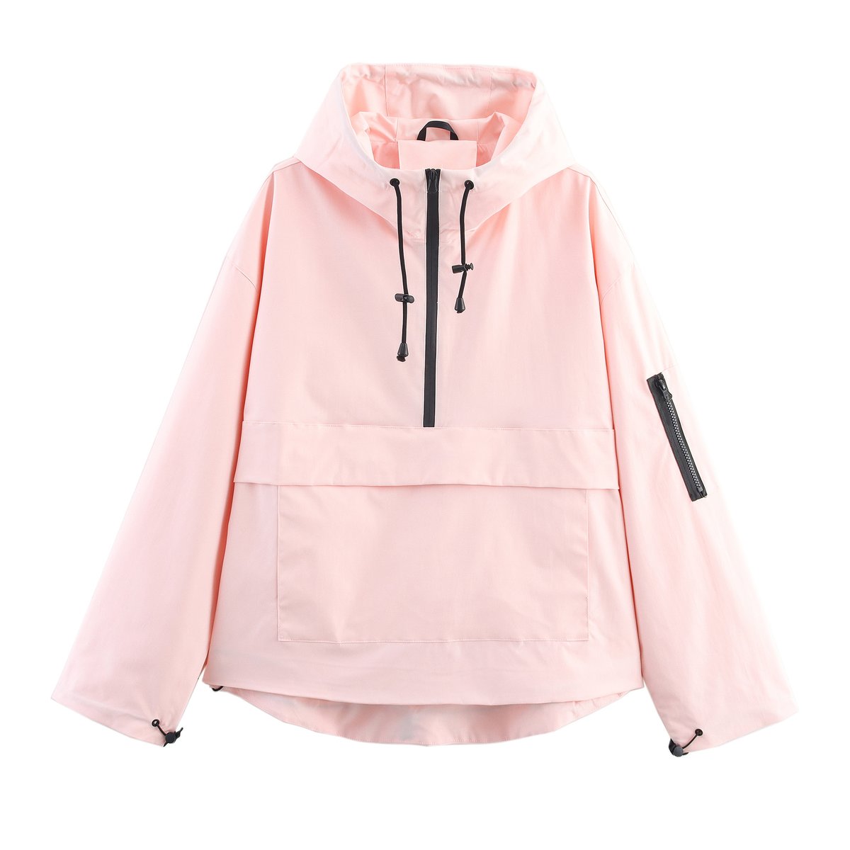 Hooded Half Zip Kangaroo Pocket Anorak Jacket 5