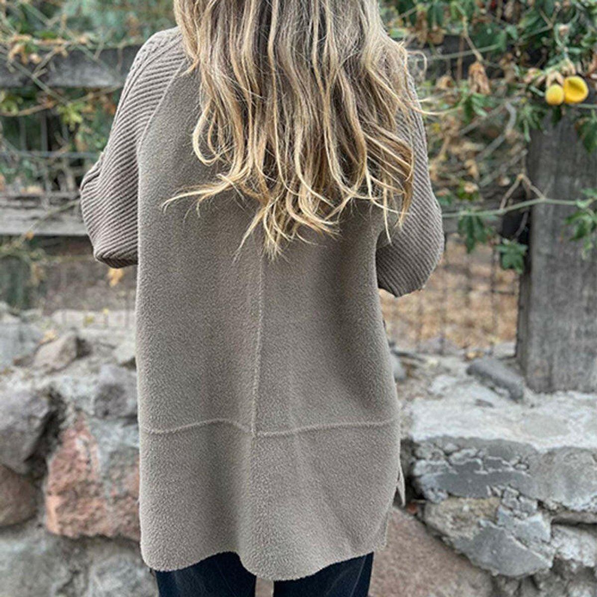 Double Breasted Knit Sleeve Stand Collar Coat 4