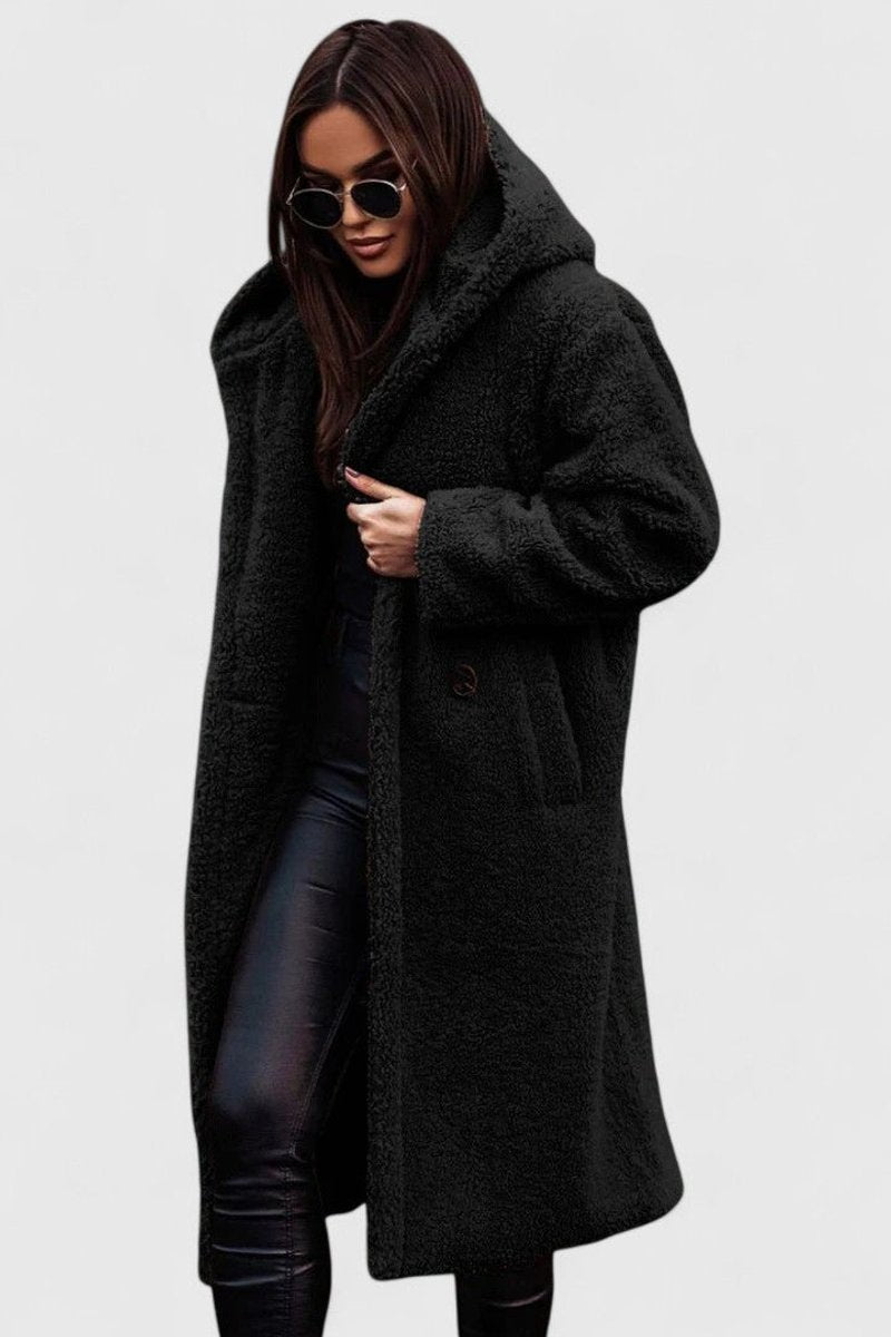 Hooded Oversized Longline Teddy Fleece Coat 6