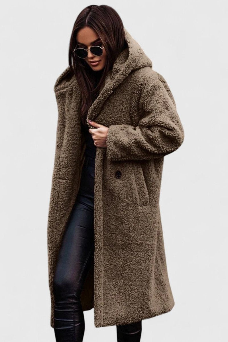 Hooded Oversized Longline Teddy Fleece Coat 7