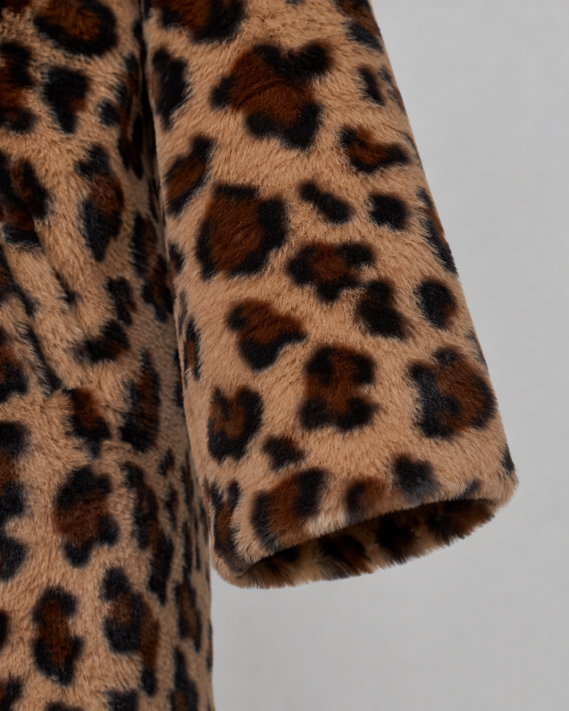 Leopard Print Faux Fur Shawl Collar Longline Coat 5