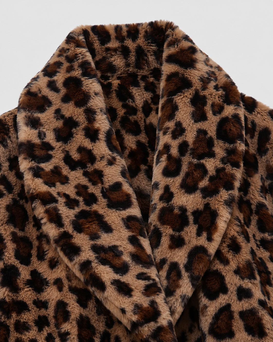 Leopard Print Faux Fur Shawl Collar Longline Coat 7
