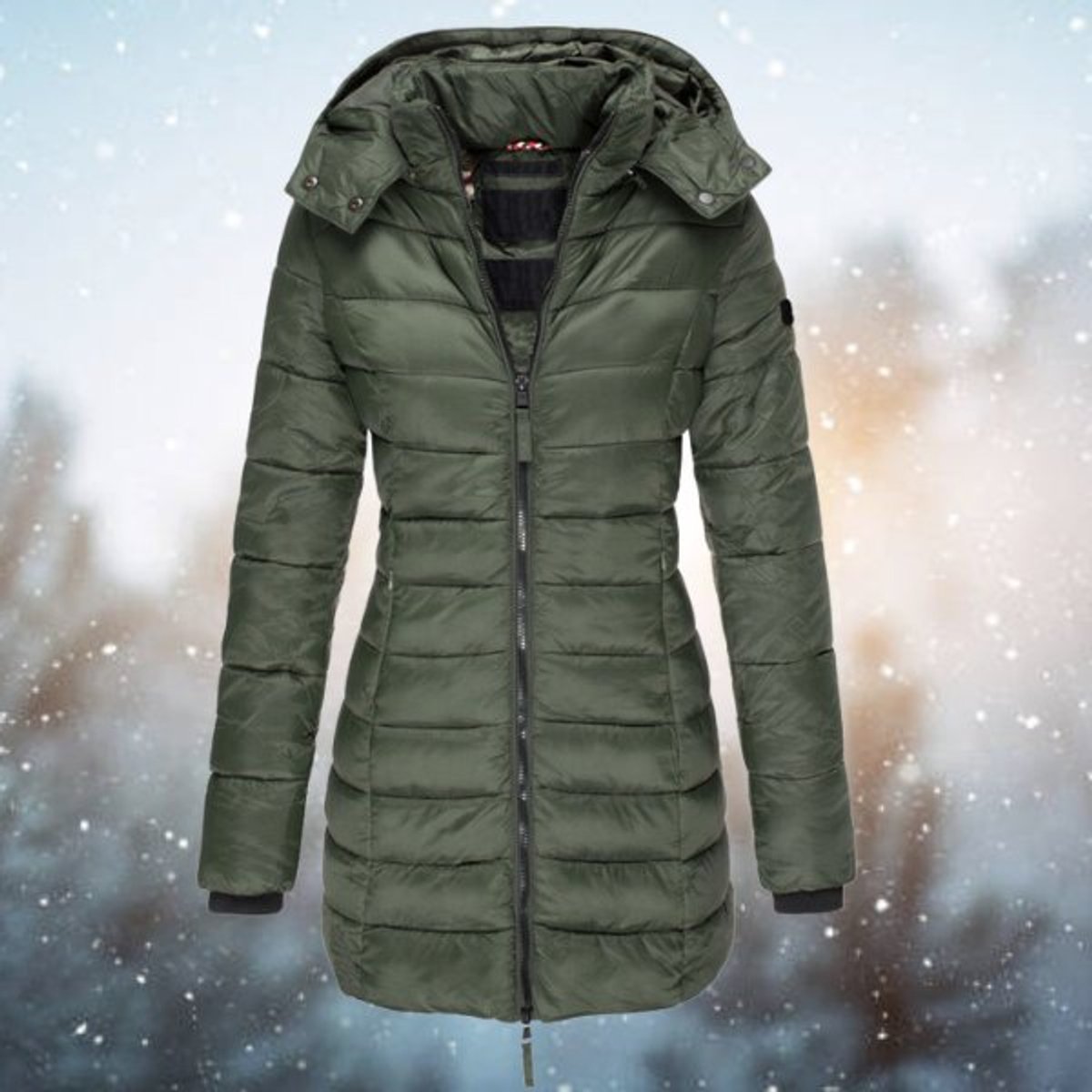 Hooded Zip Front Quilted Longline Puffer Jacket 3